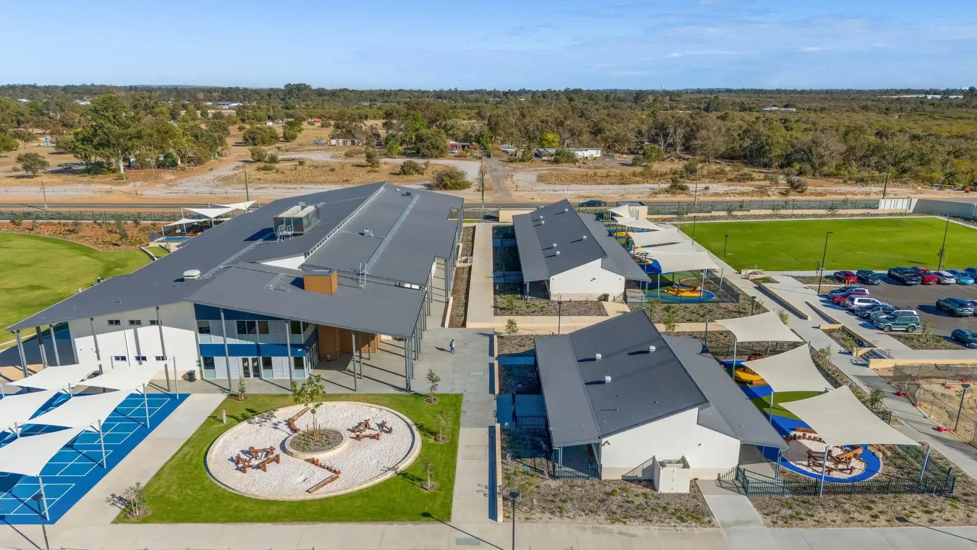 Drone shot of completed primary school Australian Islamic College Forrestdale