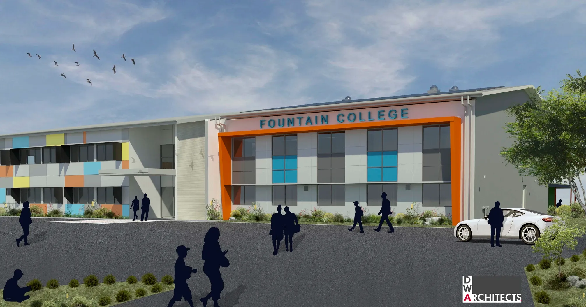 Render of Fountain College Stage 4 with Admininstration Building to be constructed by Metrocon