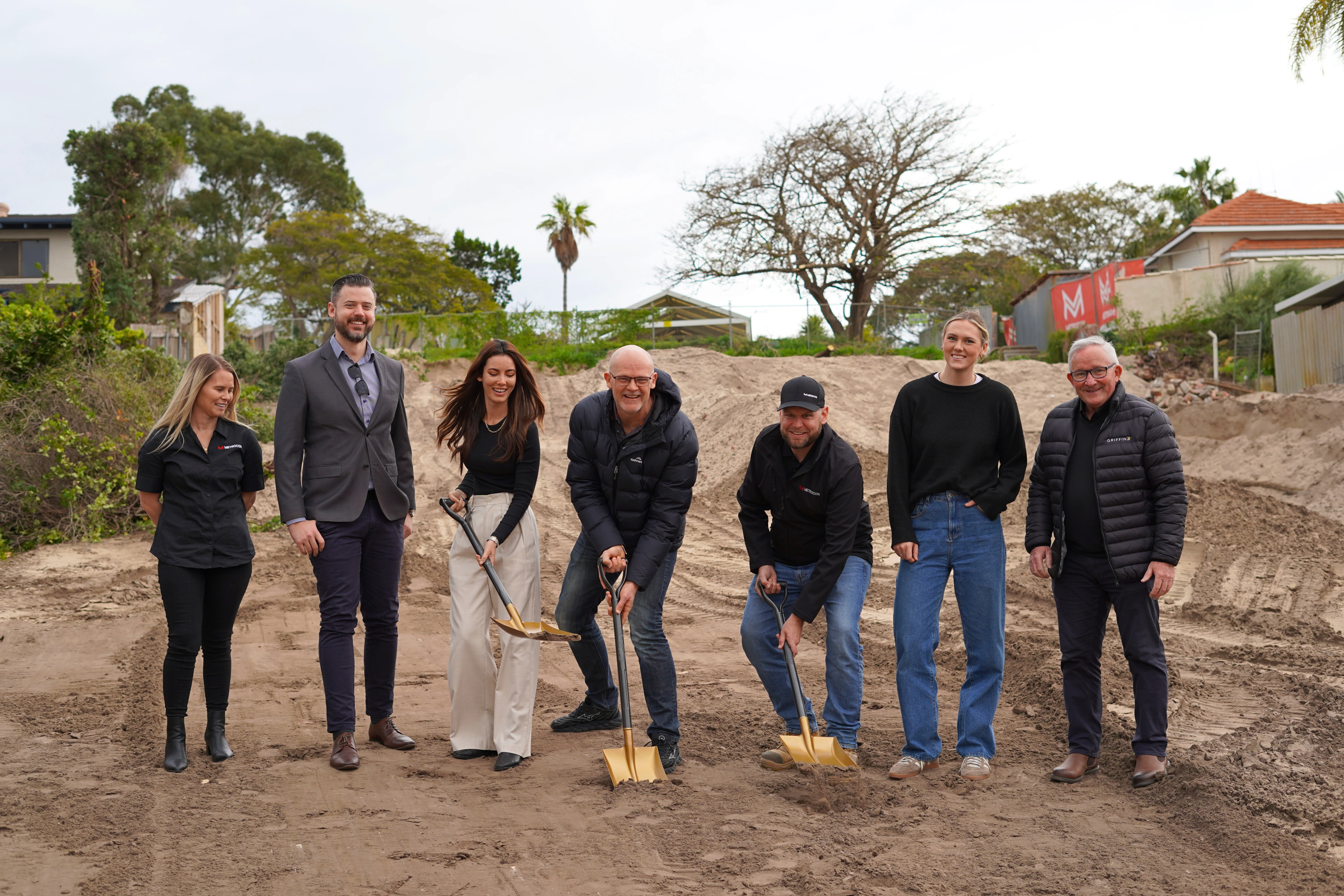 We recently joined our project partners at Griffin Group and Fine Lines Drafting on site in Scarborough for a soil-turning ceremony to celebrate the beginning of works. Metrocon is appointed under a construction management contract to deliver six luxury double-storey townhouses, each with three bedrooms and three bathrooms.